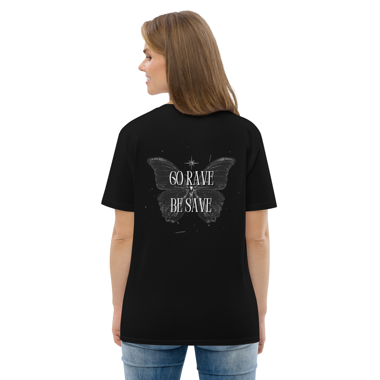 SW Go Rave Be Save Unisex-Bio-Baumwoll-T-Shirt