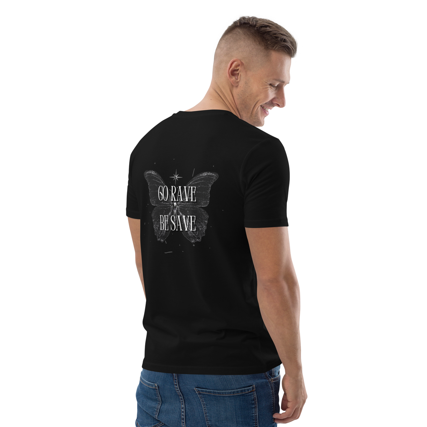SW Go Rave Be Save Unisex-Bio-Baumwoll-T-Shirt
