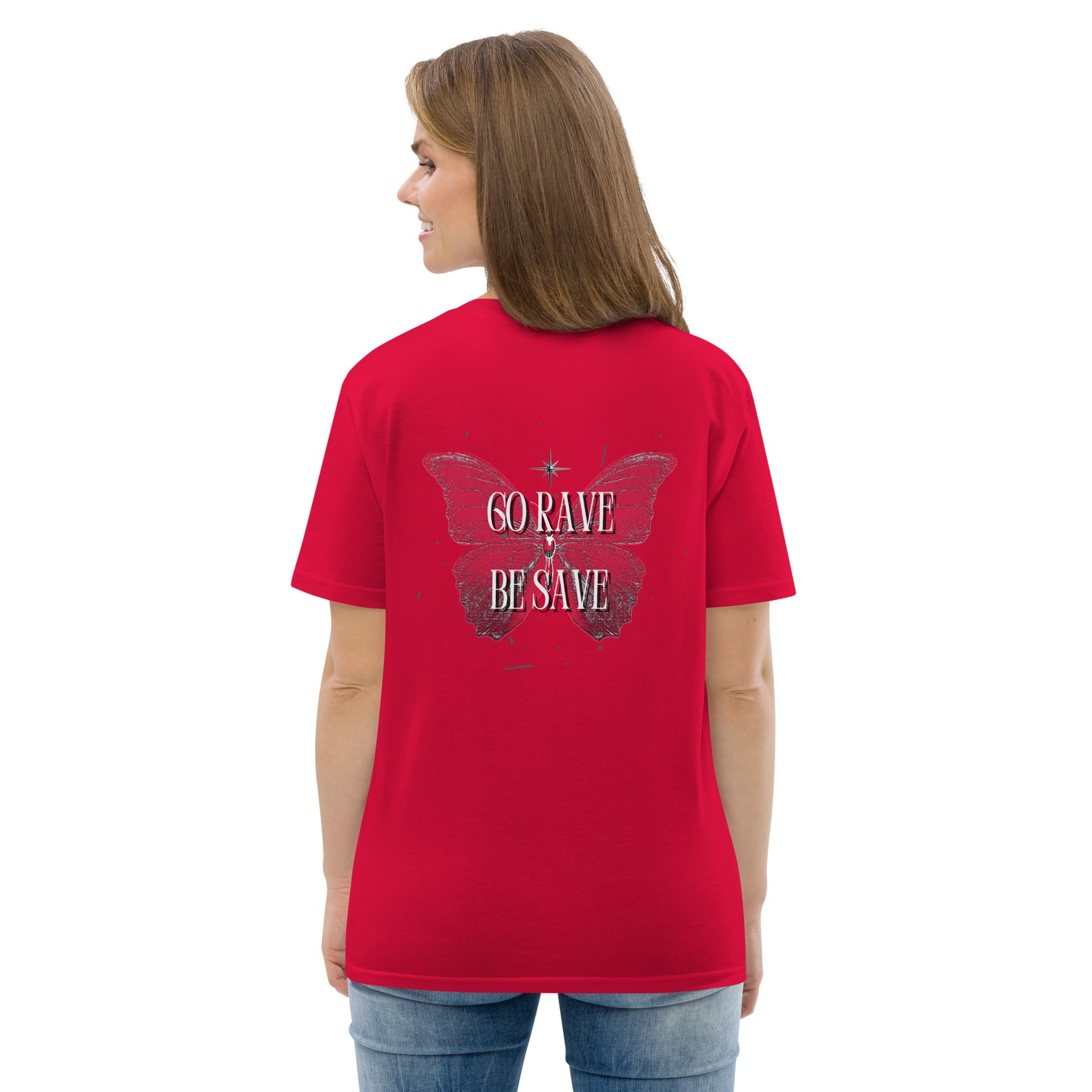 SW Go Rave Be Save Unisex-Bio-Baumwoll-T-Shirt