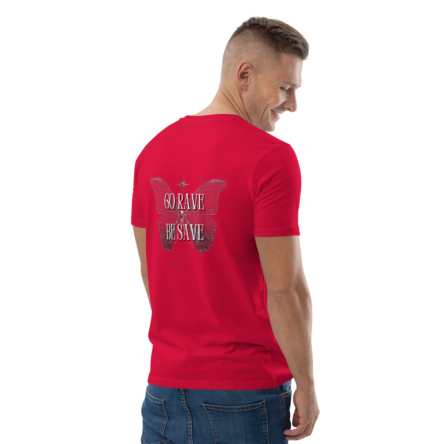 SW Go Rave Be Save Unisex-Bio-Baumwoll-T-Shirt