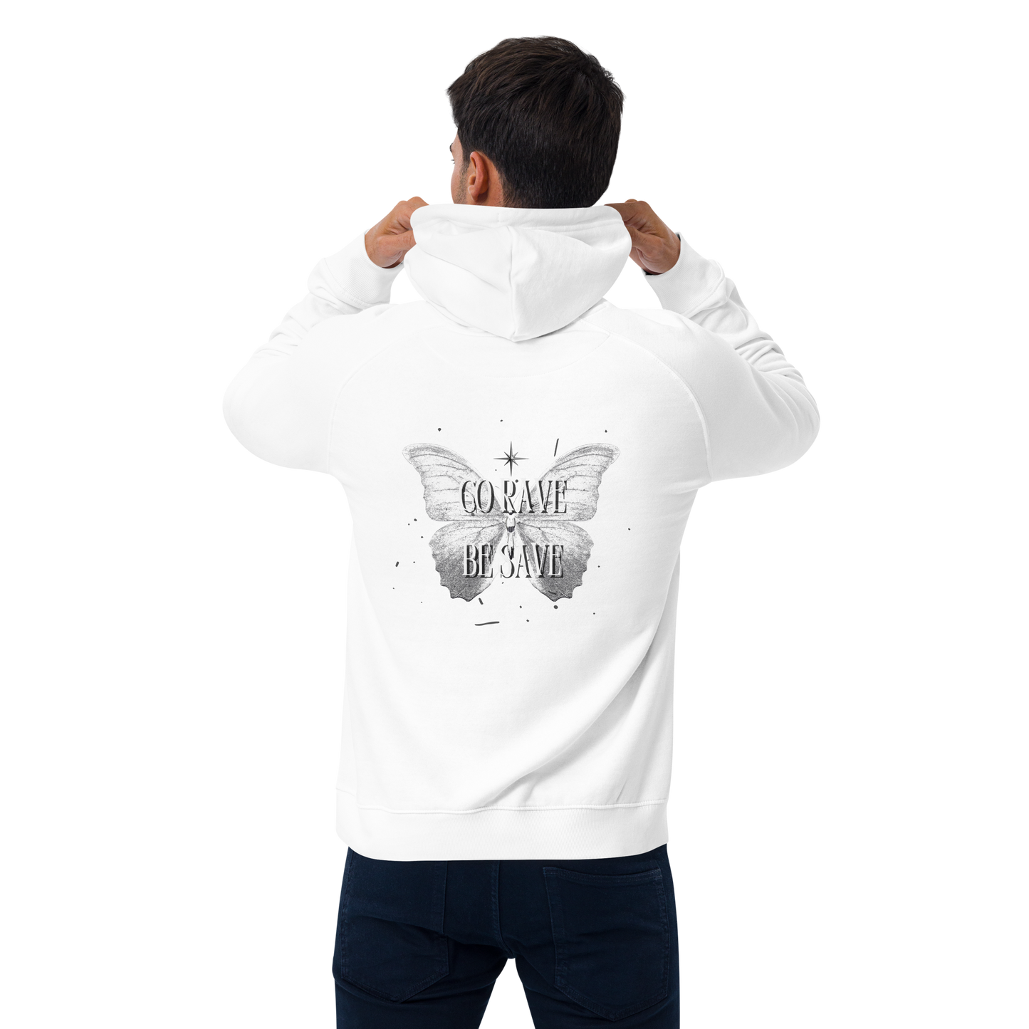 SW Go Rave Be Save Unisex Bio-Raglan-Hoodie